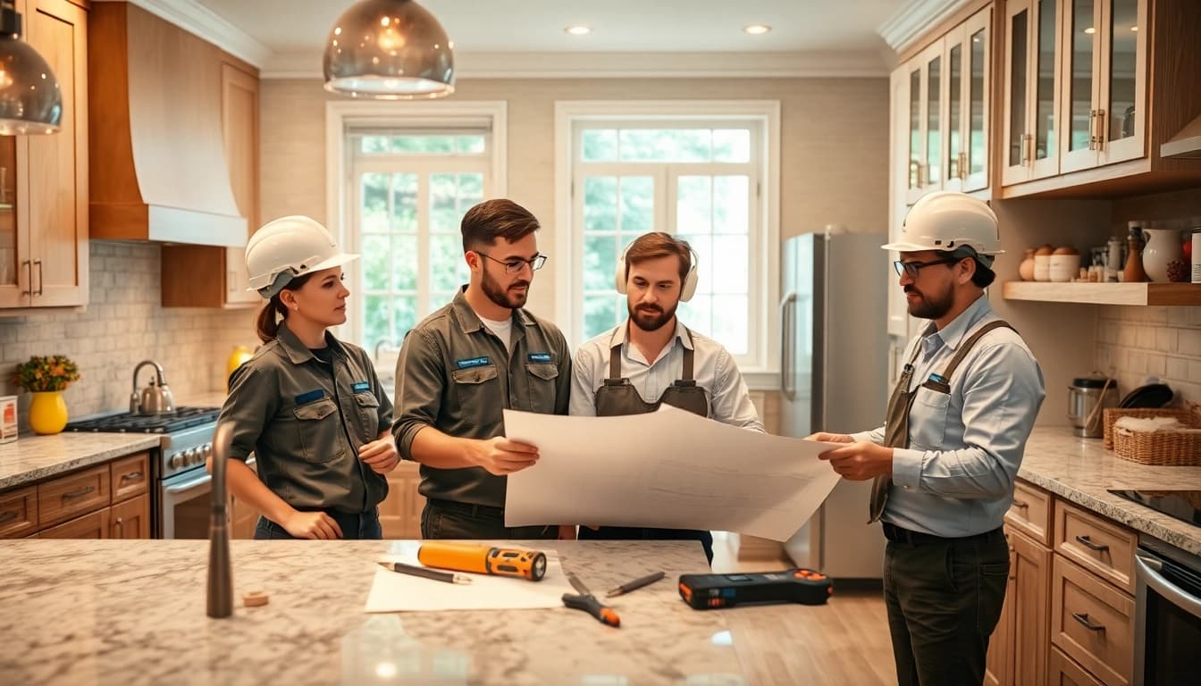 Renovating a kitchen with top remodeling contractors showcasing expert teamwork and modern design.