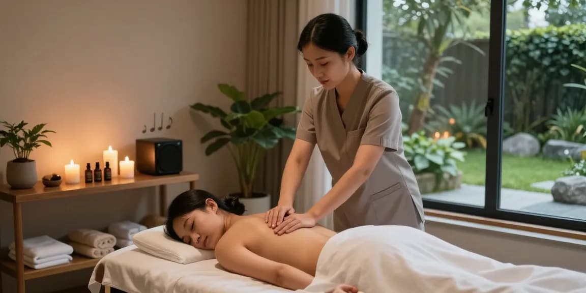 군포출장마사지 therapy room with a therapist providing relaxation massage