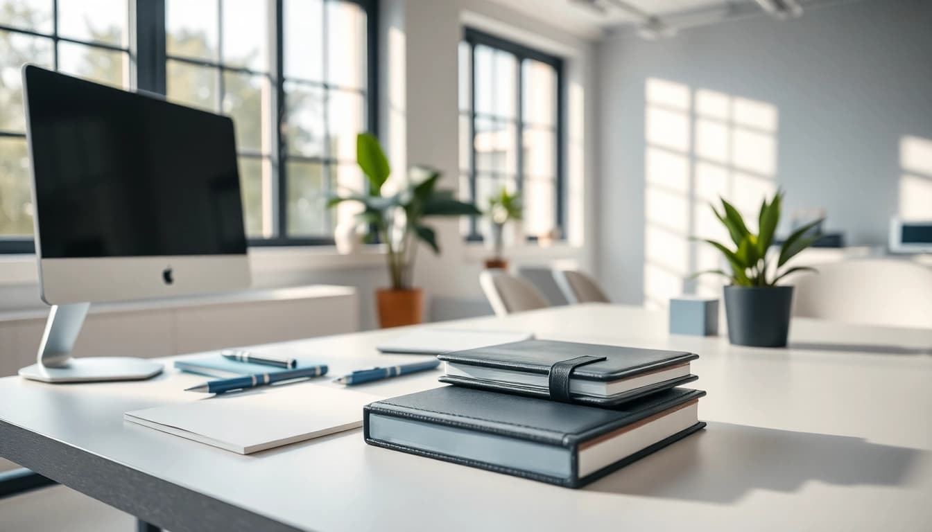 Discover premium office stationery UK essentials on a sleek desk setup.