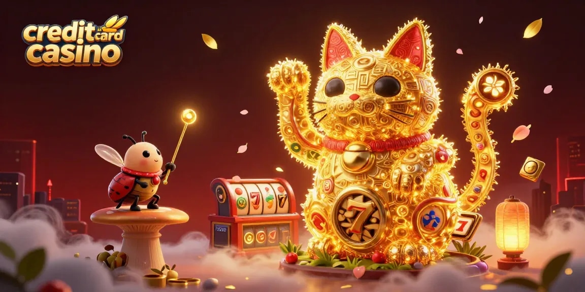 Experience the excitement of credit card casinos with vibrant illustrations of casino elements.