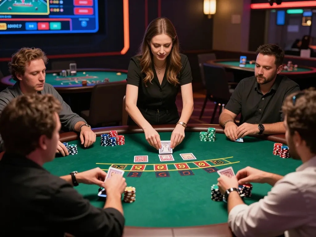 Engaging live dealer blackjack game at cm88, showcasing player excitement and interactive gameplay.