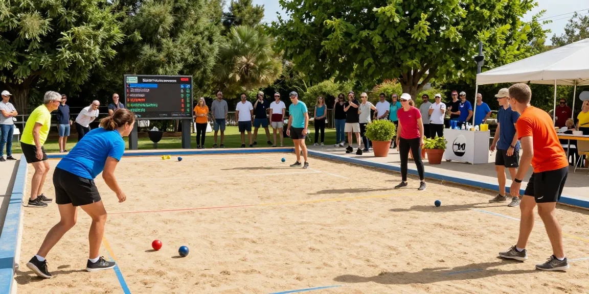 Engaging petanque tournament at fopikotabanjarba.org with diverse players and enthusiastic audience.