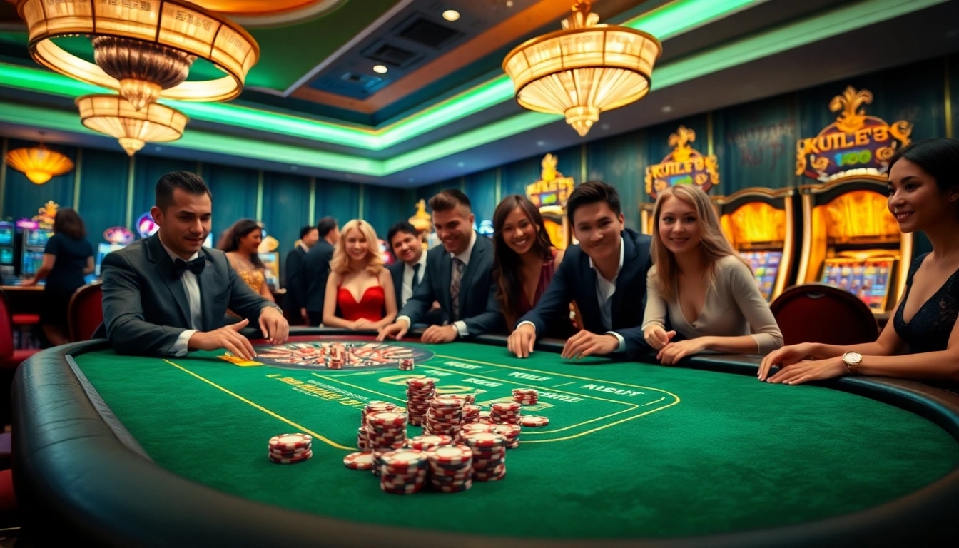 KJC poker table scene with engaged players and vibrant casino atmosphere.