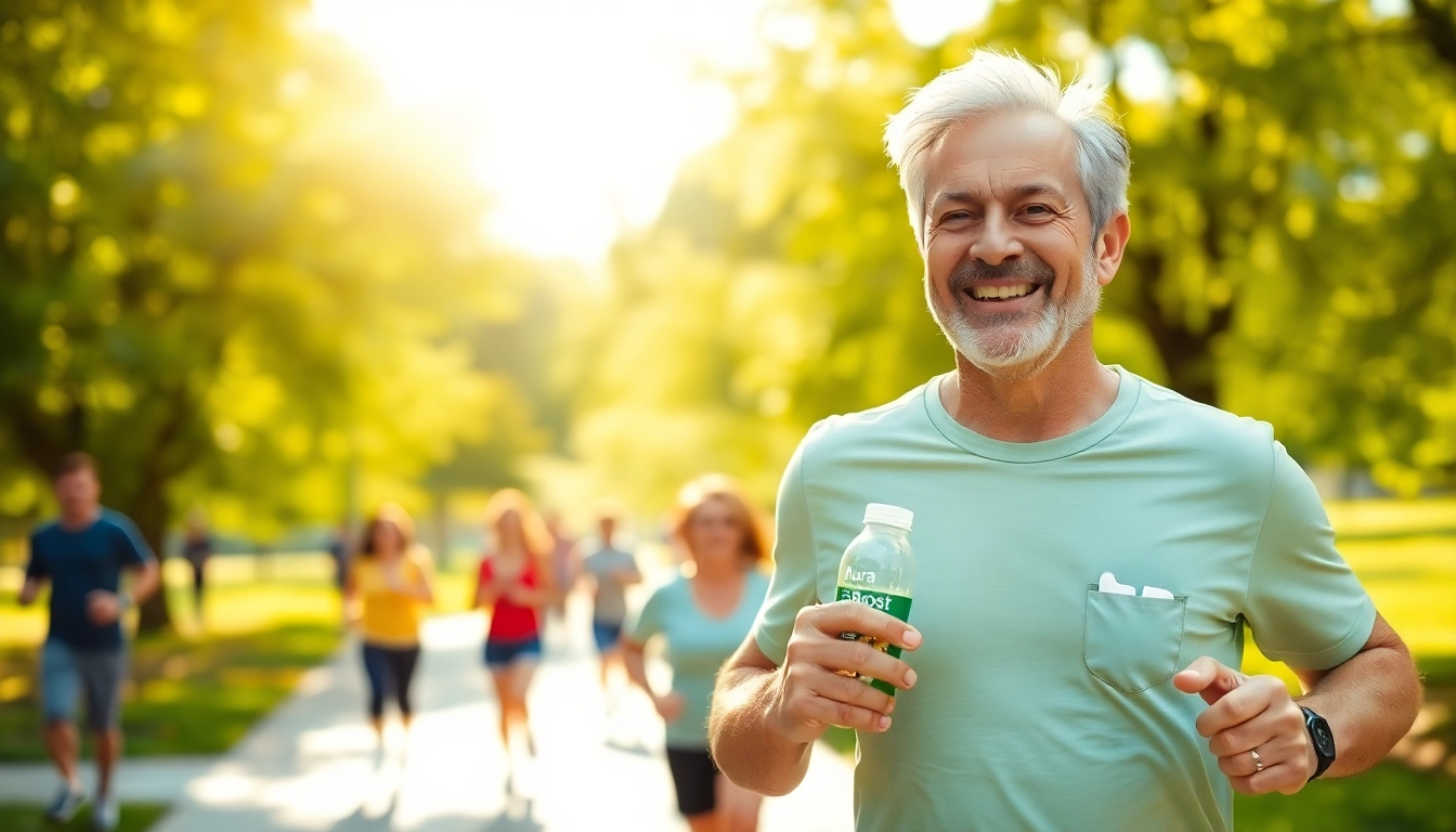 Man jogging in a park, embodying vitality and transformation with Pura Boost.