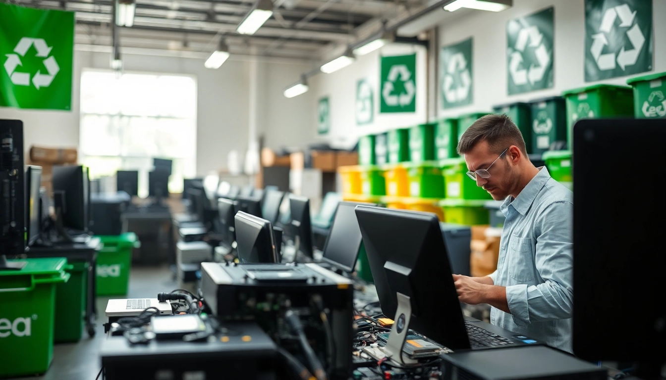 Efficient computer recycling maidenhead showcasing technicians responsibly dismantling IT equipment.