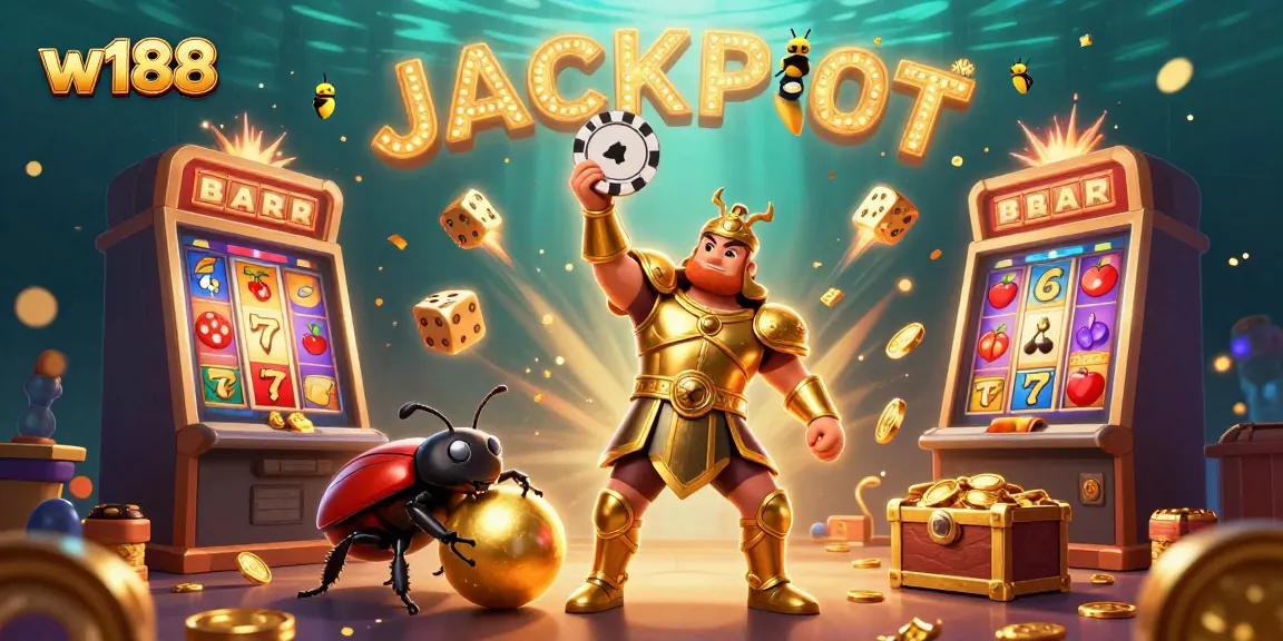 Experience the w188 online gaming thrill with our cartoon characters celebrating big wins and jackpots!