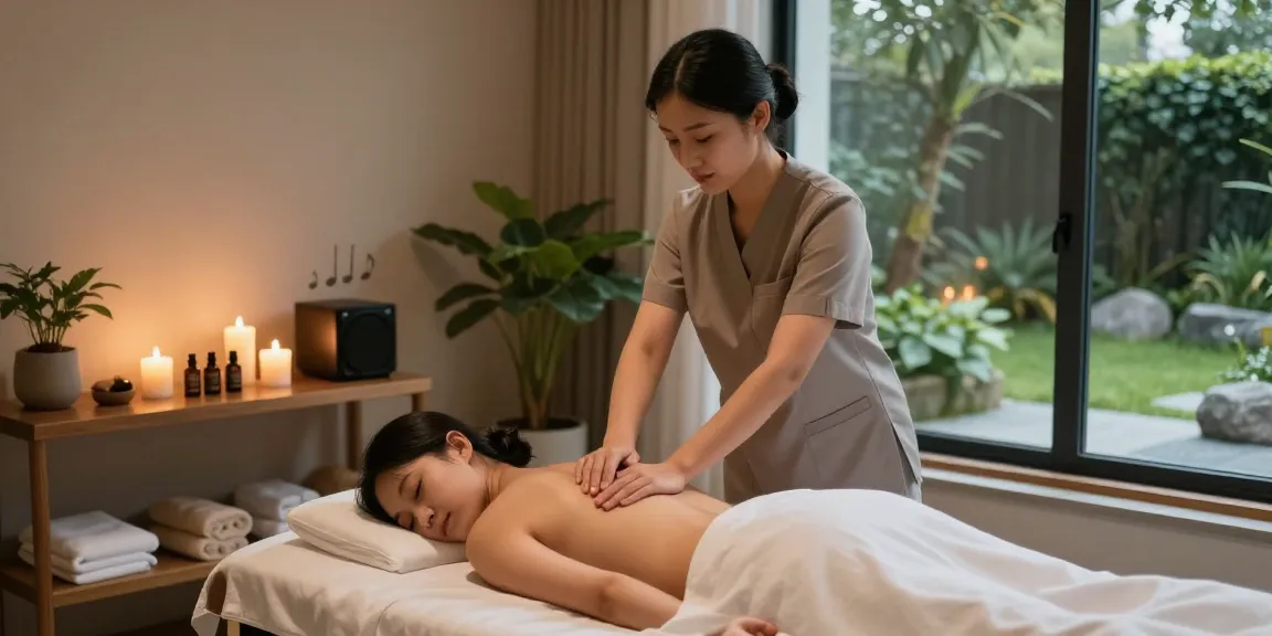 군포출장마사지 therapy room with a therapist providing relaxation massage