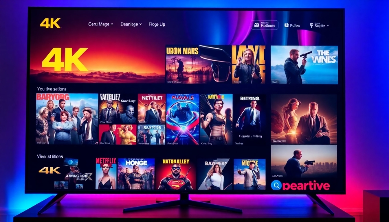 Stream 4K content with 10pila, featuring diverse films and channels in a sleek interface.