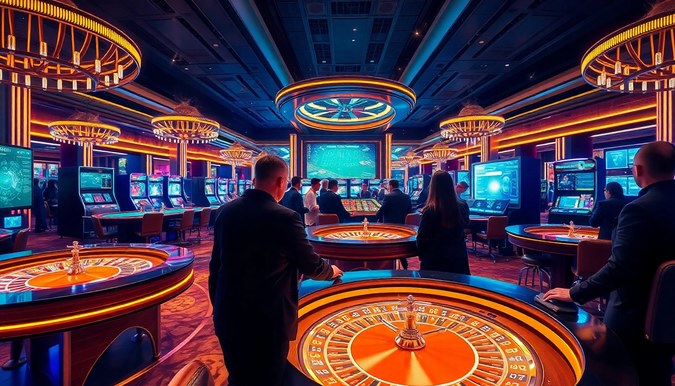 Experience New Technology transforming a casino floor with high-tech games and players immersed in excitement.