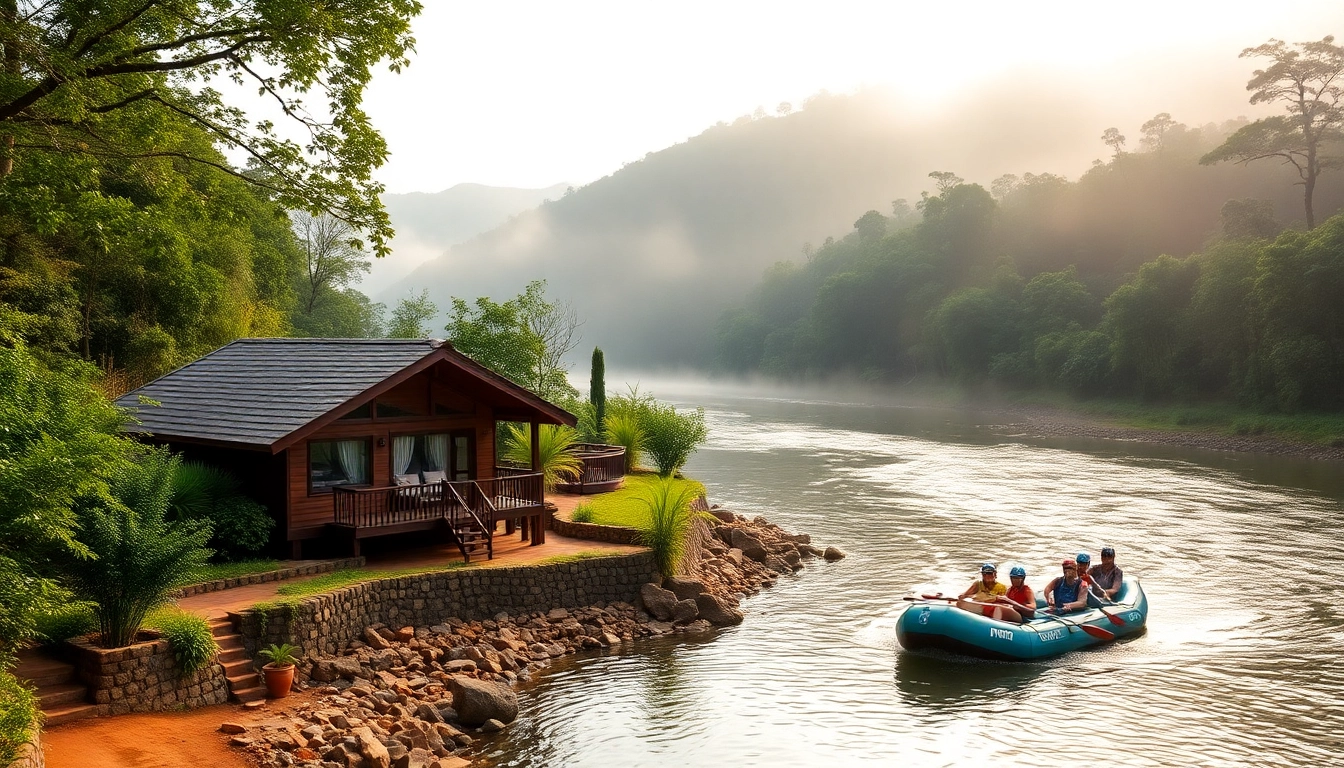 Dandeli Resorts featuring luxurious riverside cottages amidst lush greenery and adventure activities.