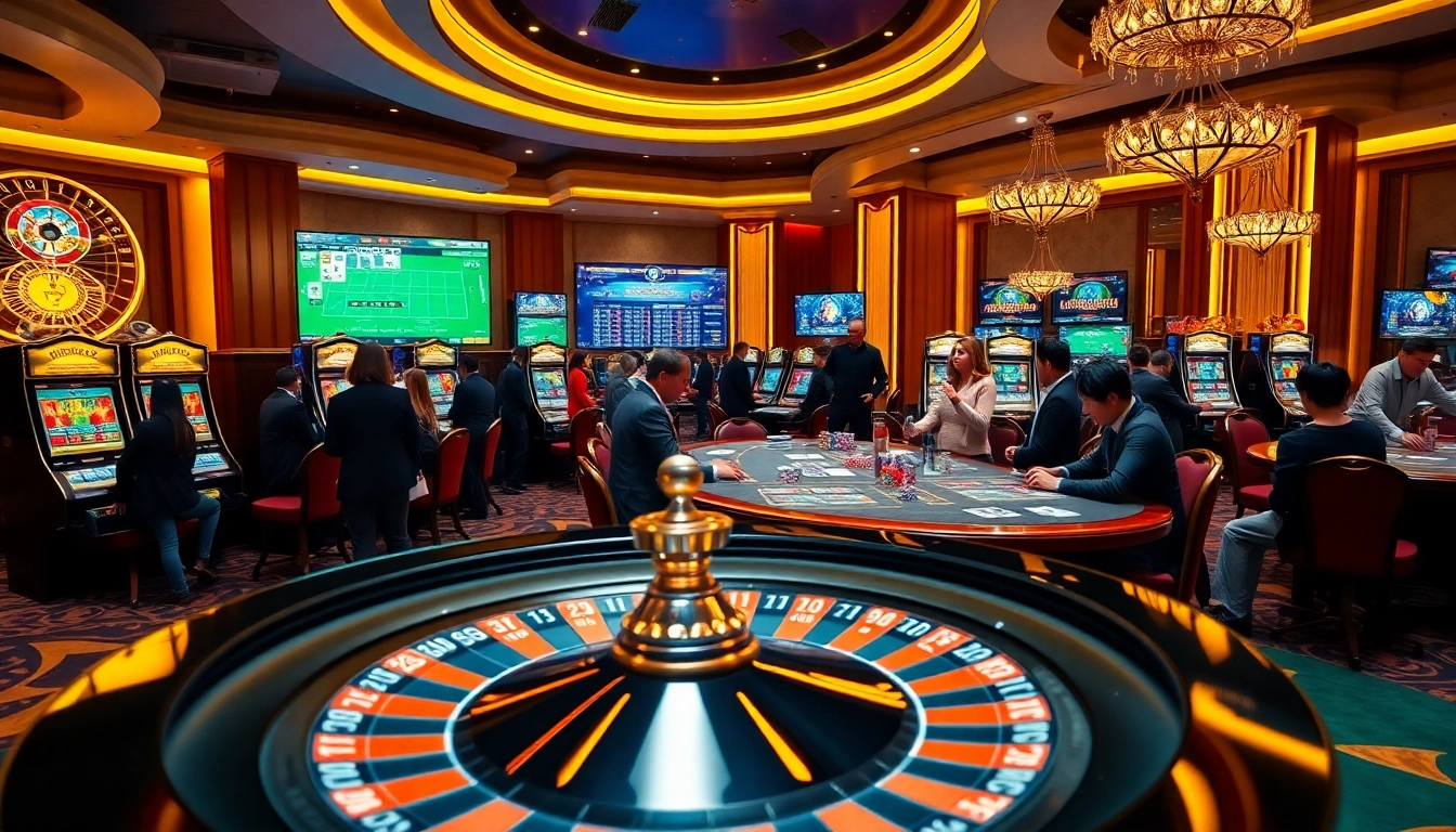 Exciting gameplay at https://tr88in.com/ featuring lively slot machines and poker tables.