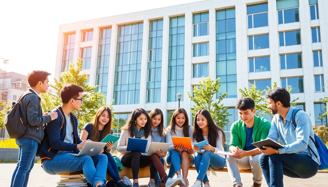 Students at Istanbul Medipol University apply their knowledge in a vibrant outdoor study setting, showcasing diversity and collaboration.