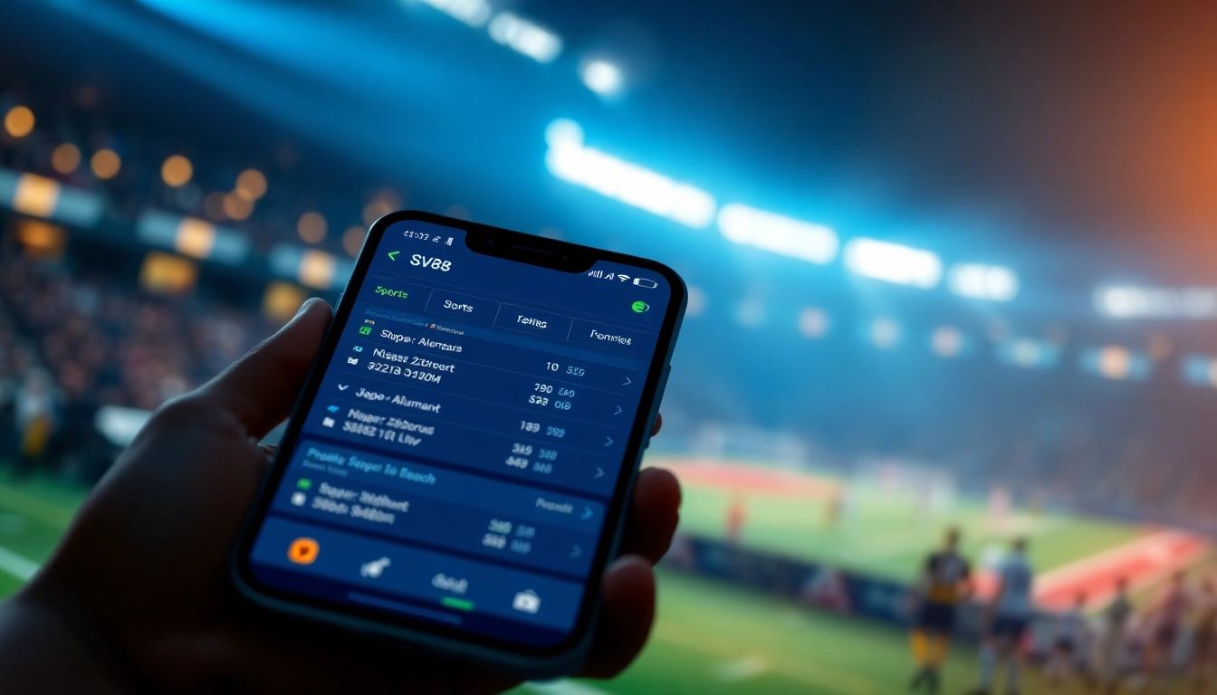 Explore the SV88 betting platform's vibrant sports betting options on a smartphone.