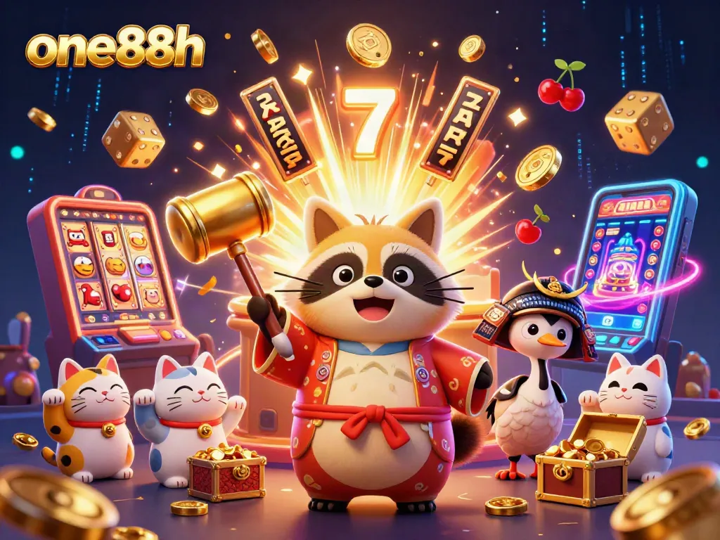 Experience thrilling gameplay at one88h with a lucky tanuki and exciting casino elements.