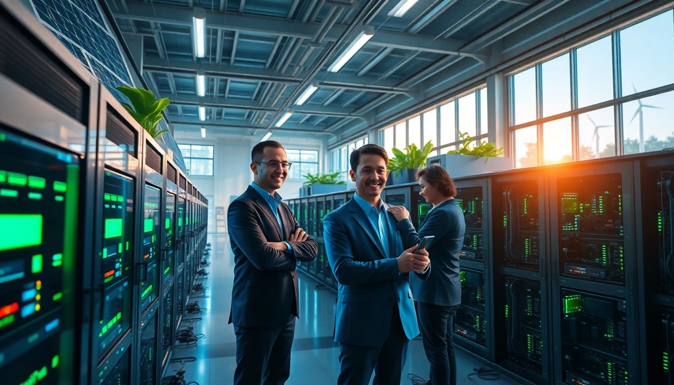 Modern cryptocurrency mining farm highlighting the best cloud mining platforms with renewable energy solutions.