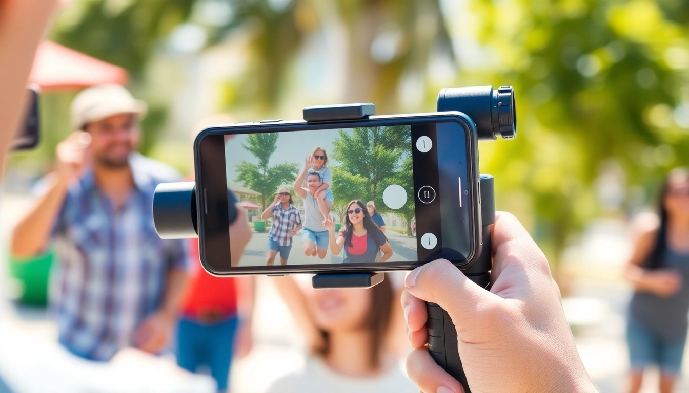 Smartphone gimbal in action, demonstrating stabilization features for vlogging.