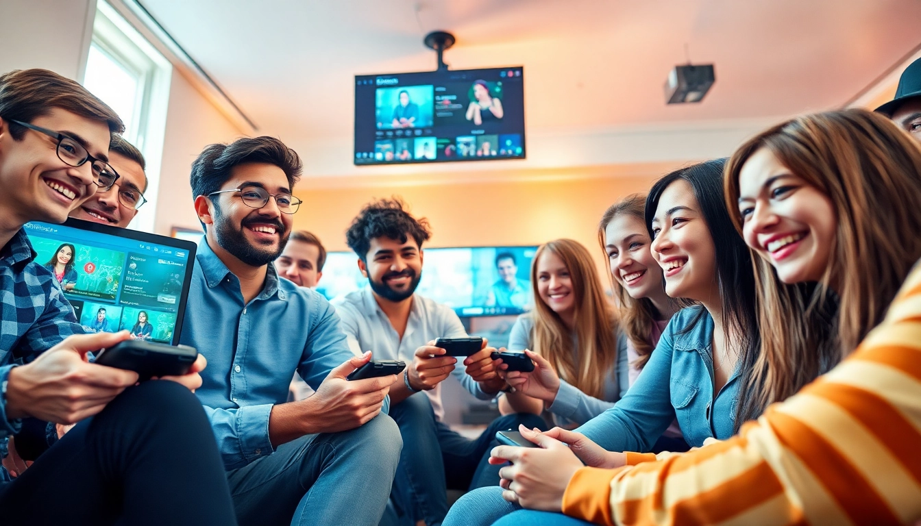A vibrant scene showcasing diverse users engaging online, reflecting the community spirit of https://okfun.uk.net/.