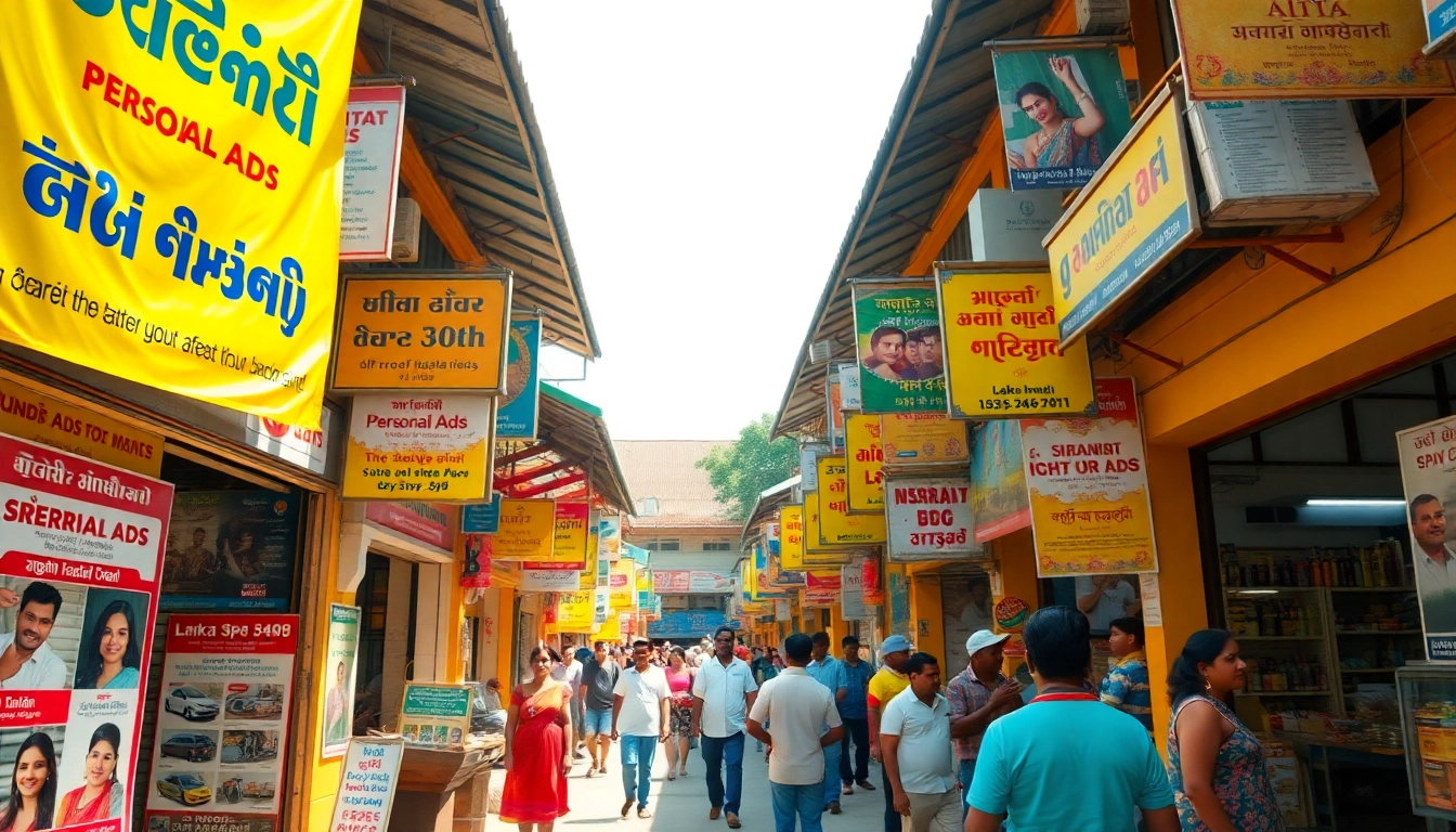 Lanka Ads marketplace scene with diverse local advertisements showcasing personal and spa services in Sri Lanka.