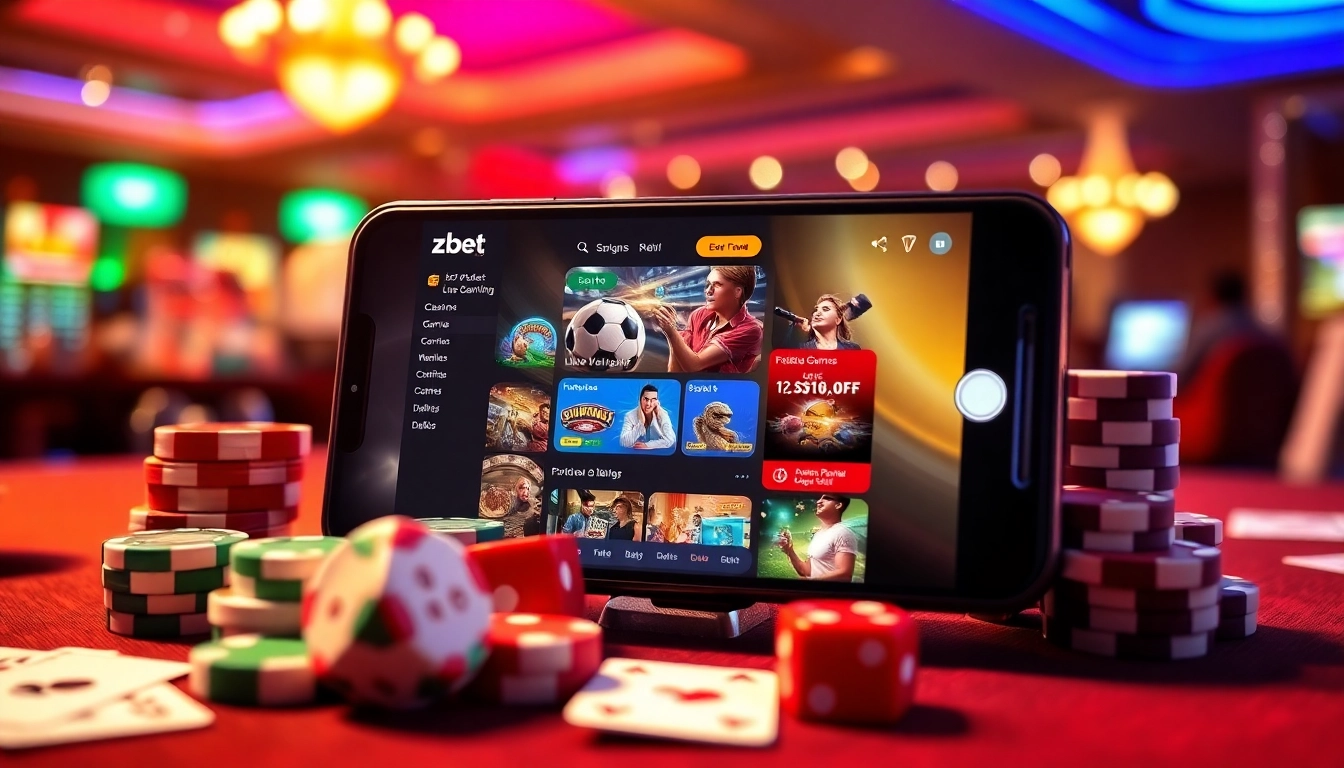Players enjoying the exciting features of the zbet app with casino chips and cards.