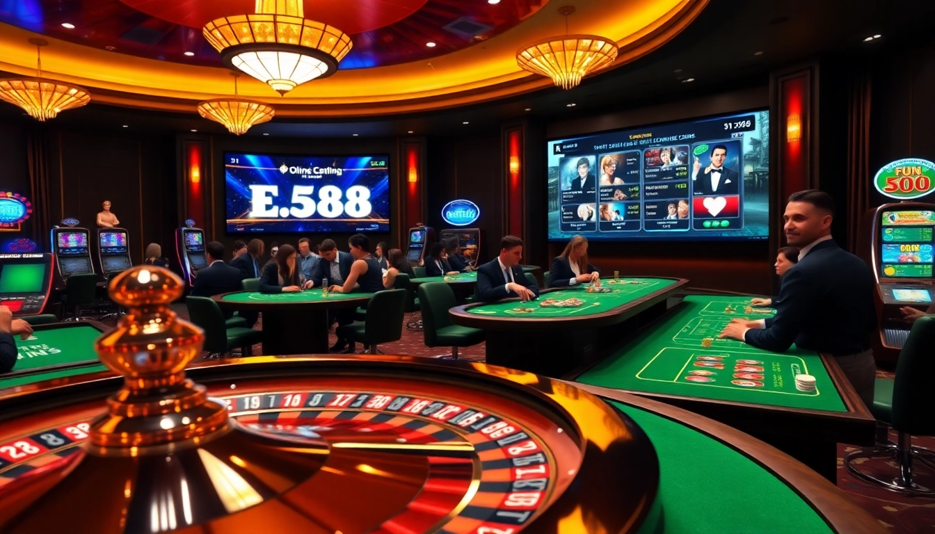 Experience thrilling gameplay at https://ee8868.shop/, featuring casino tables and vibrant slot machines.