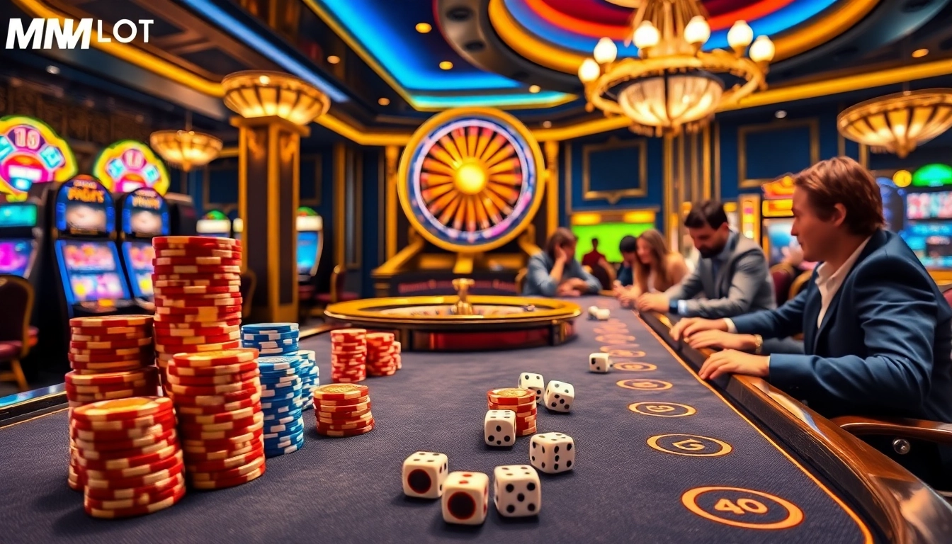 MM99 casino players engaging in a high-stakes blackjack game with vibrant poker chips.