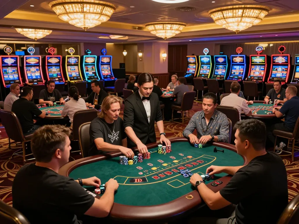 Players enjoying a thrilling game of blackjack at VT88 casino, showcasing excitement and strategy.