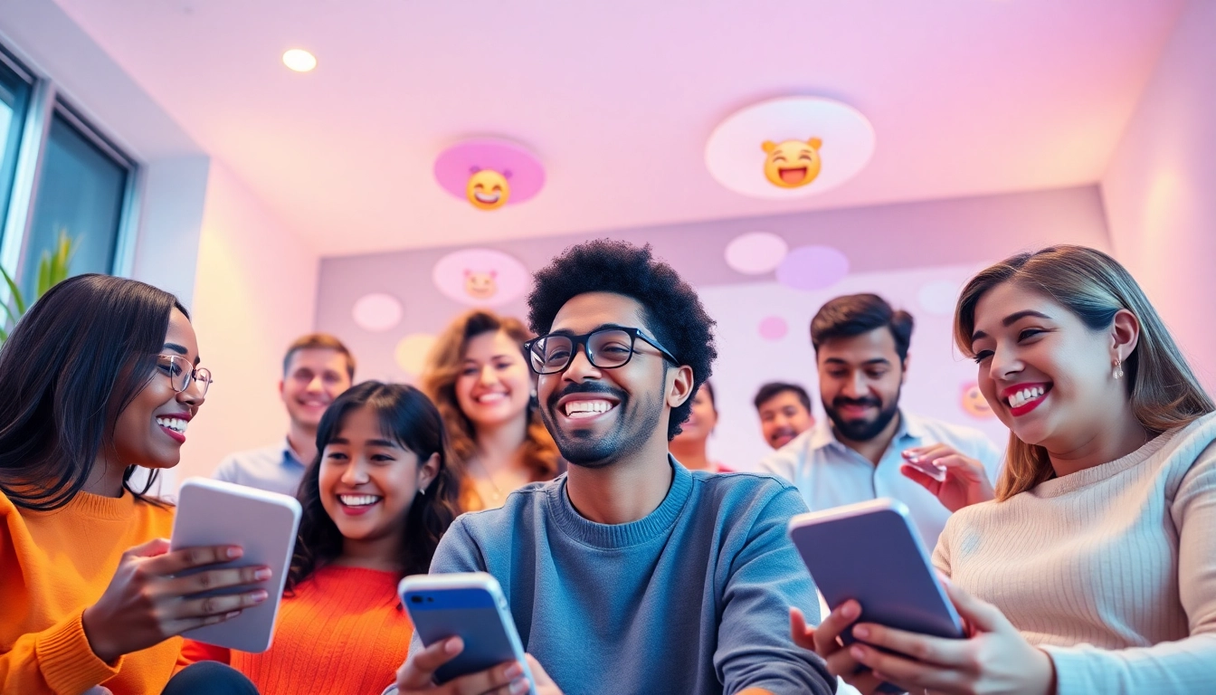 Engaging digital chat room scene for sexchat with diverse adults communicating.