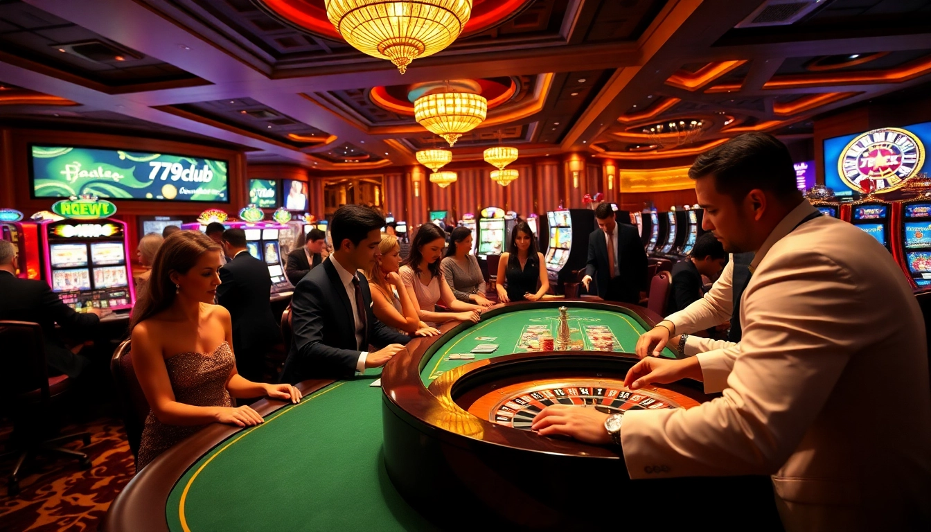 Players enjoying thrilling games at 789club casino, featuring poker and roulette.