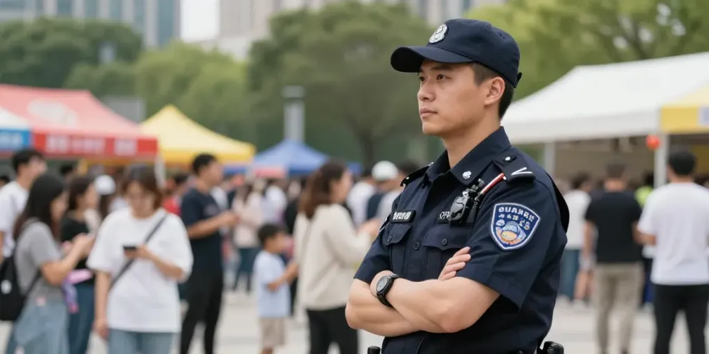 "Private Security services ensuring safety at a community event, trusted local provider on-site."