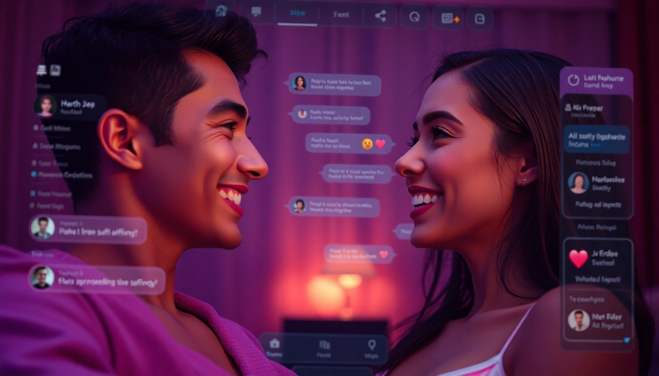 Engaging AI sex chat interaction in a warm, intimate digital environment.