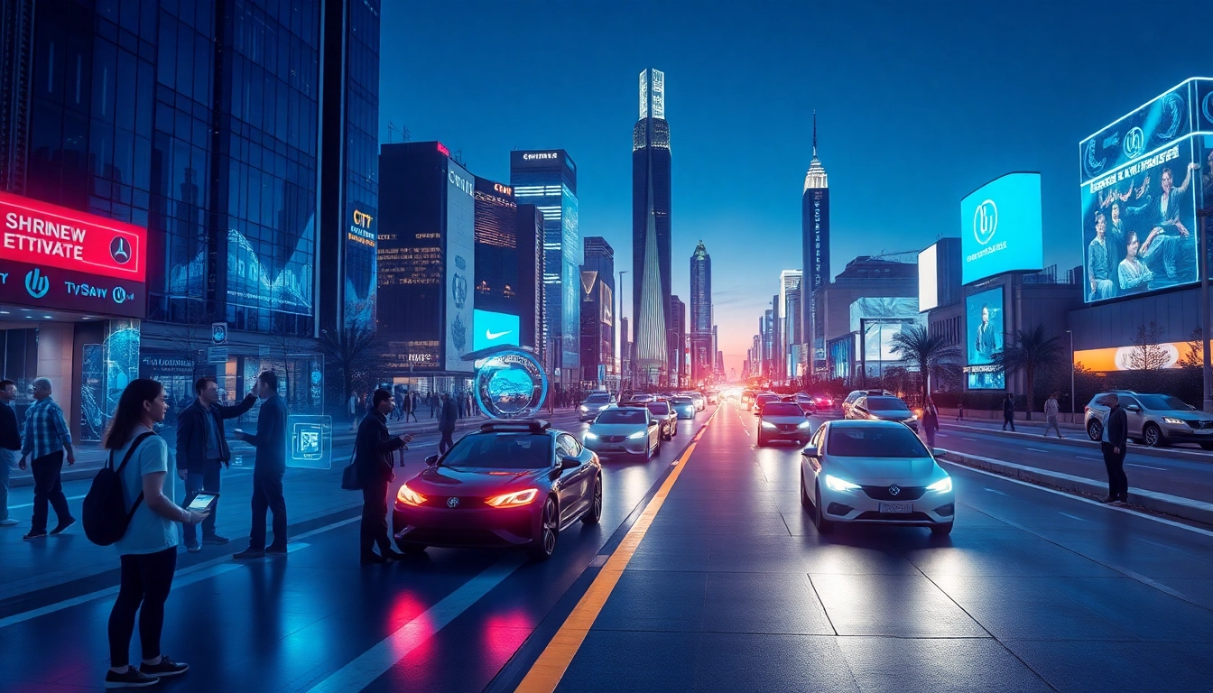 Experience the stunning blend of New Technology in a futuristic city, featuring holographic displays and autonomous vehicles.