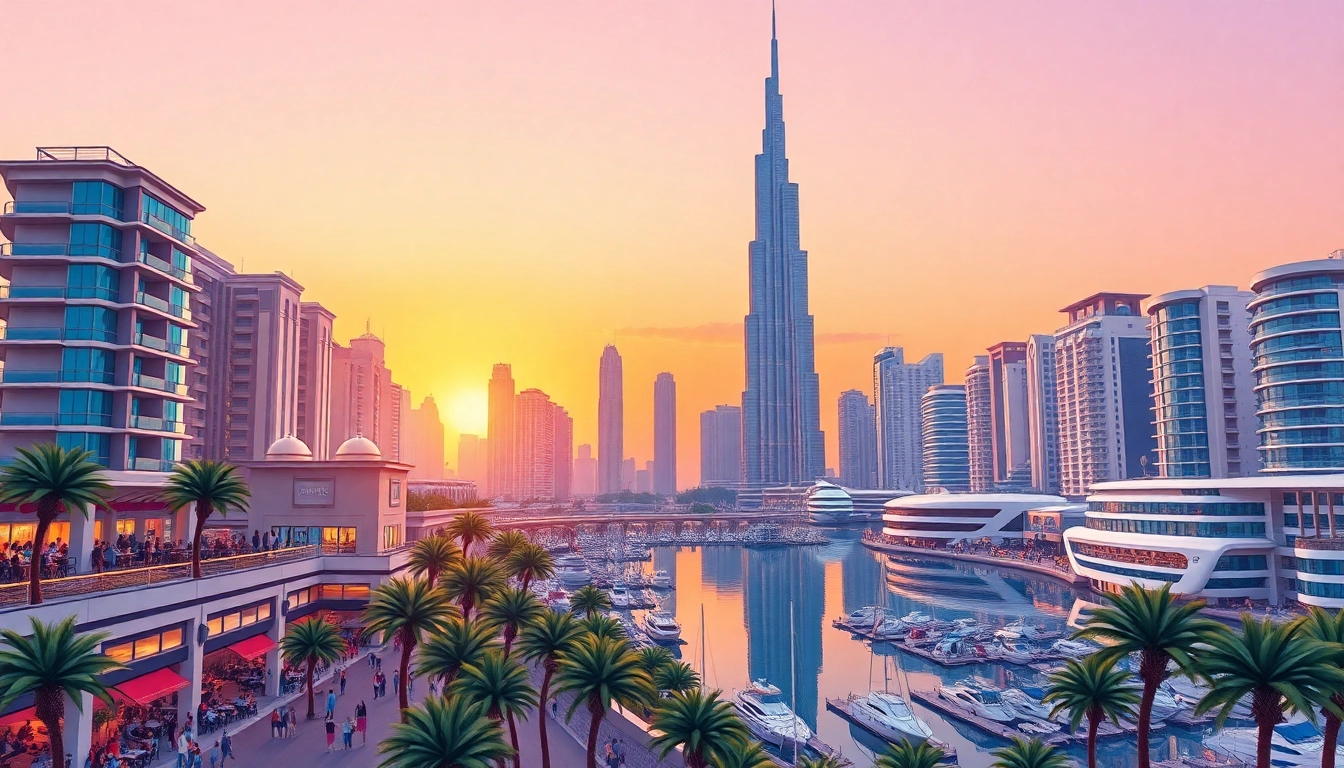 Experience the stunning skyline of Dubai at sunset when you Travel to Dubai.
