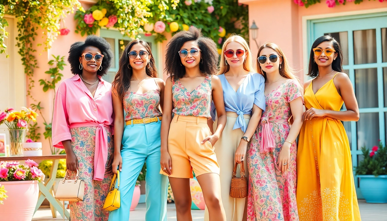Showcase fashionable women in vibrant outfits representing the latest trends in Women Fashion.