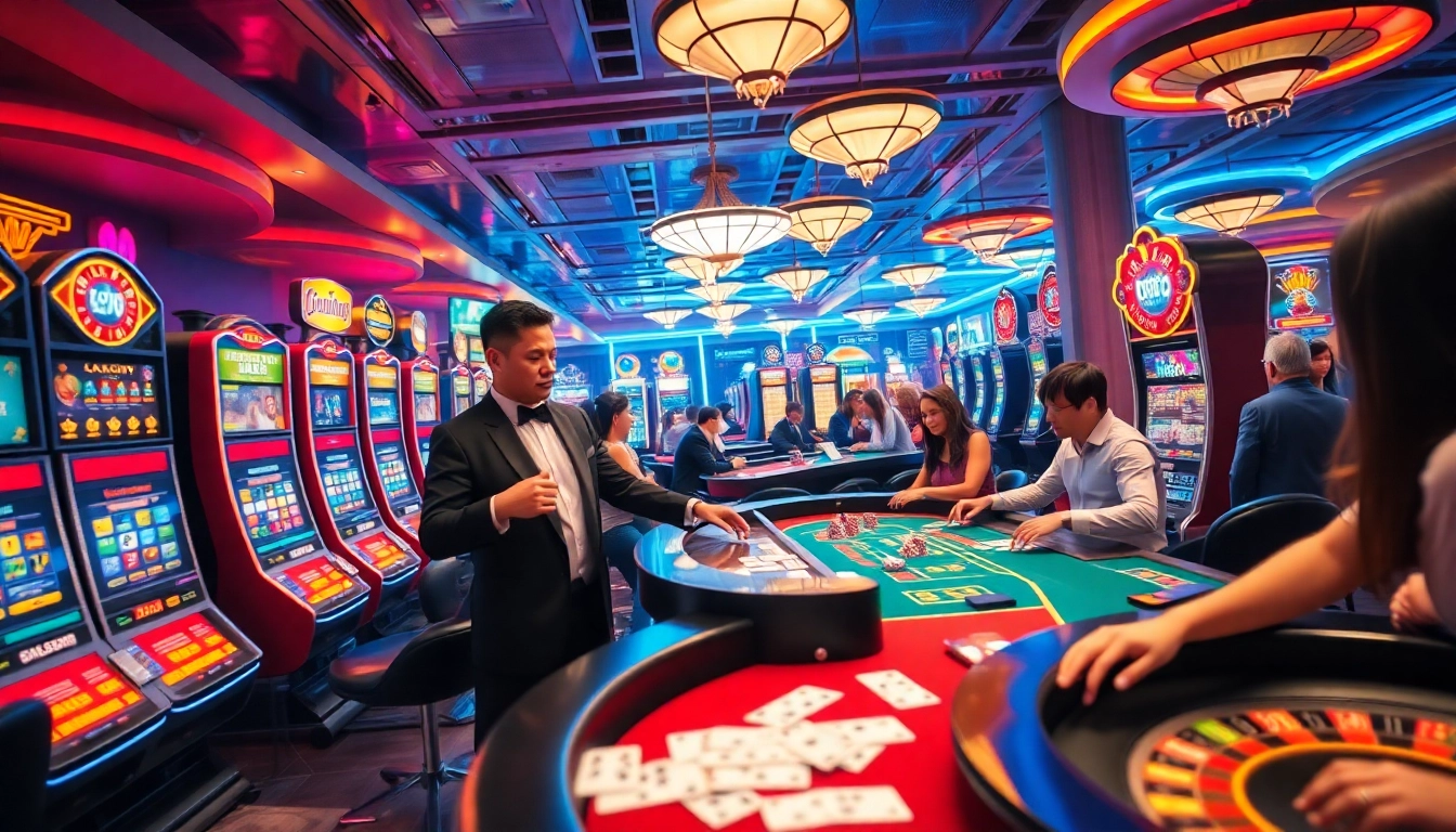Experience the excitement of gambling at https://nhacaiuytin.place/, featuring players enjoying engaging casino games.