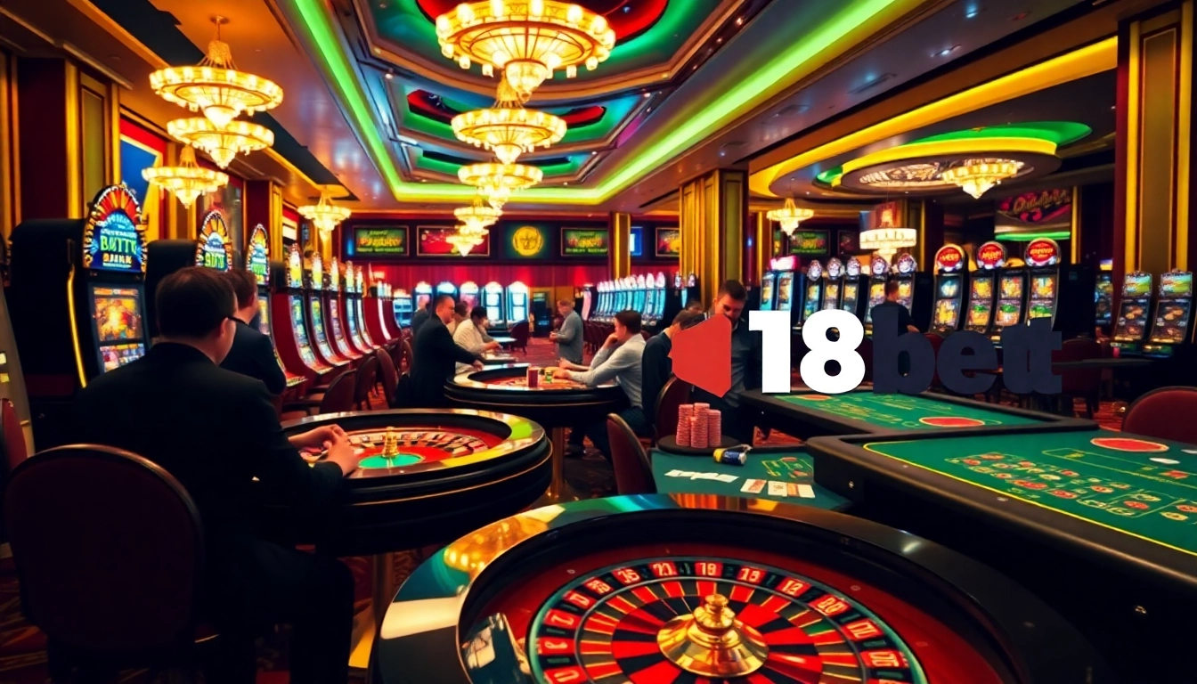 Experience the thrill of 188bet at a vibrant casino with players enjoying roulette and slots.