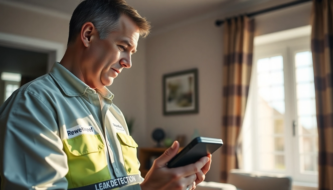 Discover expert Leak Detection Devon services with a technician examining piping.
