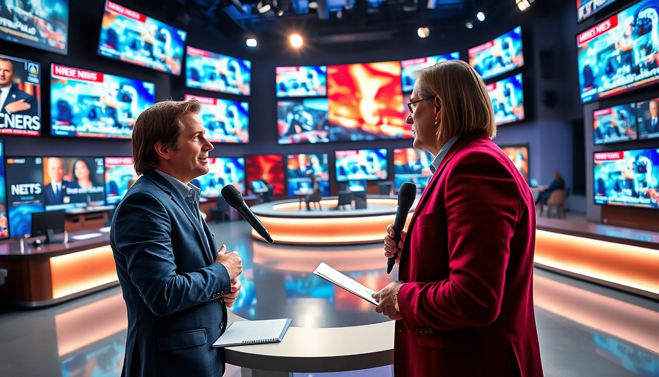 Journalist interviewing in a newsroom showcasing the latest lates uk news updates.