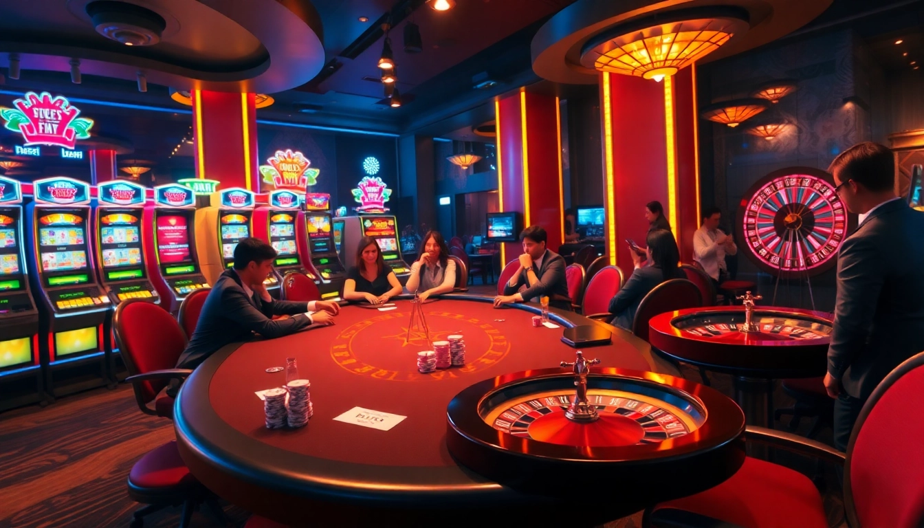 Experience exciting gambling at https://bet88b.us.com/ with vibrant casino tables, poker chips, and roulette wheels.