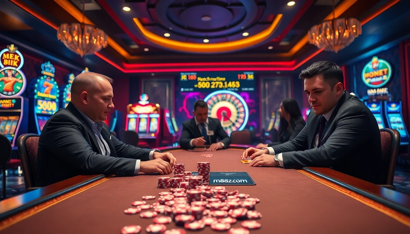 Experience the thrill of m88zo.com at a luxurious poker table with vibrant chips and casino ambiance.