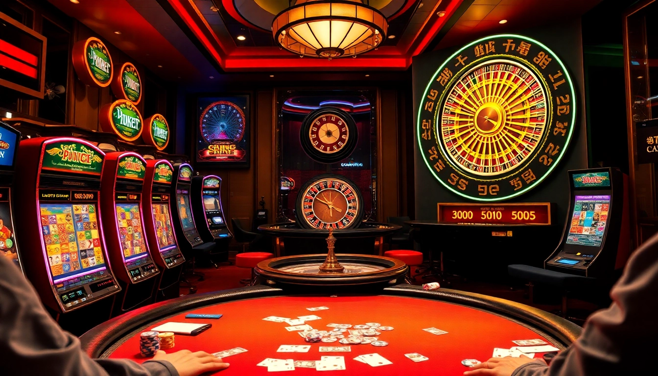Experience thrilling gaming at rr88 with vibrant casino tables and exciting slot machines.