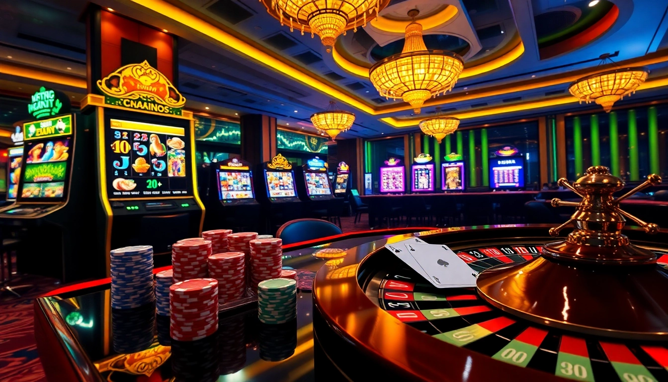 Experience thrilling betting at trang chu 98win with a vibrant online casino scene showcasing cards and roulette.