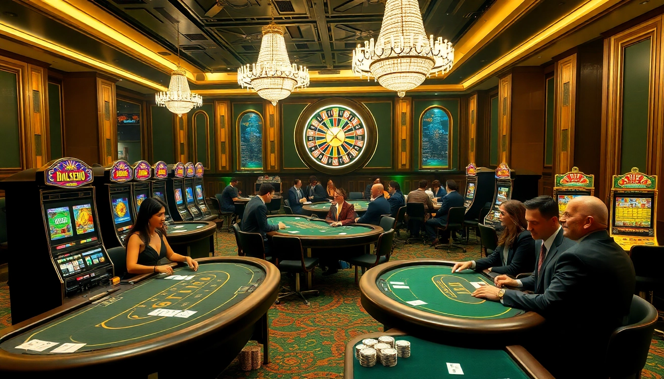 MM88 gamblers enjoying thrilling poker at a luxurious casino table together.