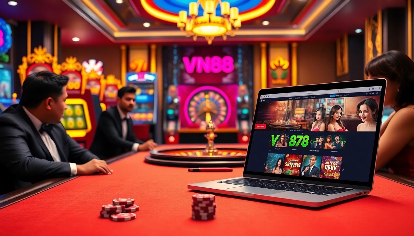 Experience thrilling gameplay at vn88 casino table with vibrant chips and interactive online interface.