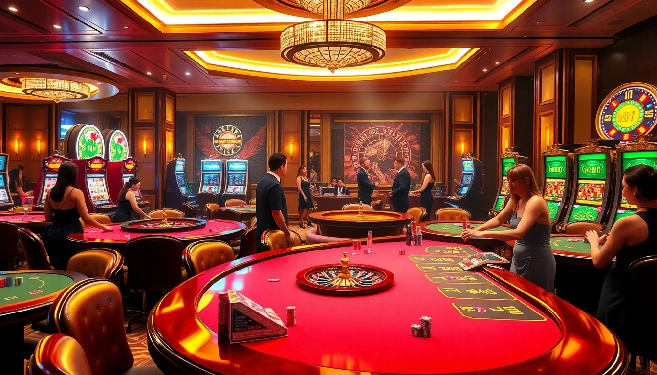 Guests enjoying an exciting game at the luxurious MMOO casino tables, capturing the thrill of gambling.