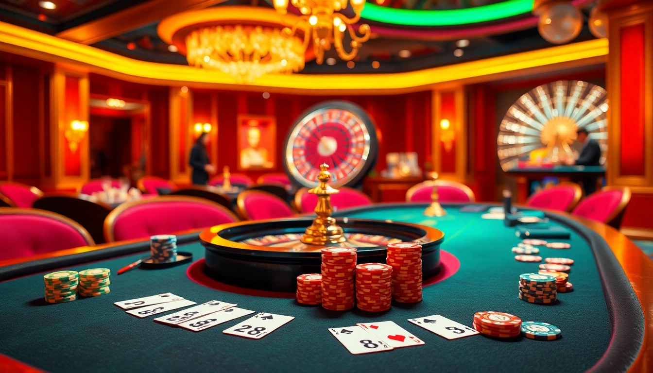 Experience the thrill of gambling at https://s88.works/, featuring a luxurious casino poker setup with vibrant chips and cards.