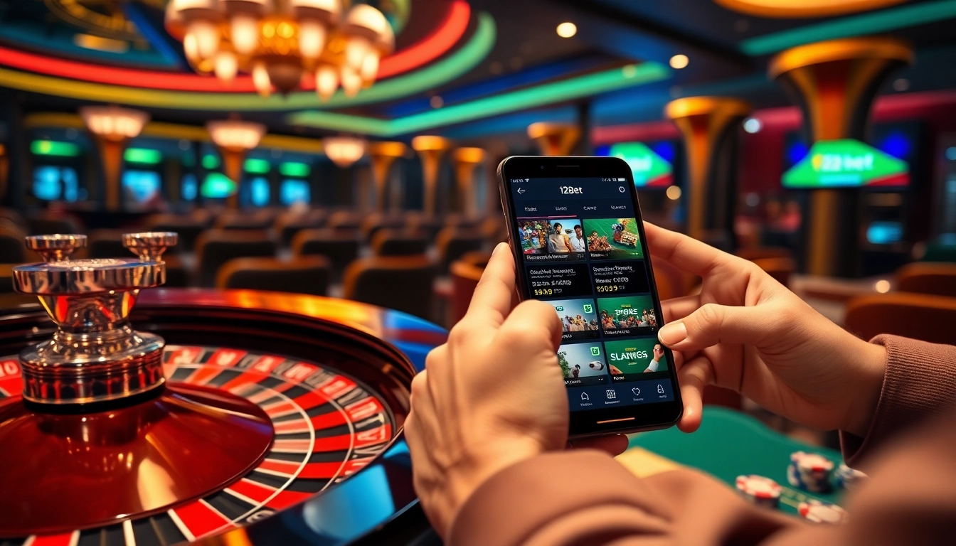 Experience the excitement of betting on 12bet with engaging casino elements like roulette and poker chips.