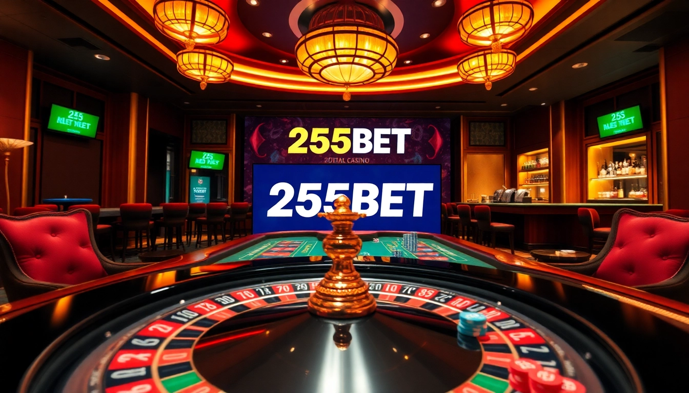 Experience the thrill of 255BET at a vibrant casino table surrounded by colorful chips and cards.