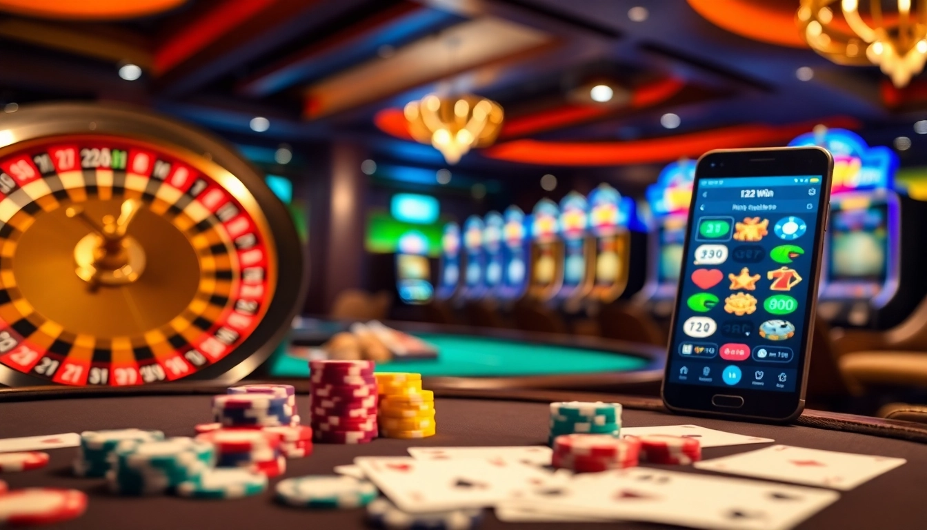 Experience thrilling gaming at https://123win.free/ with chips and cards in an exciting casino environment.