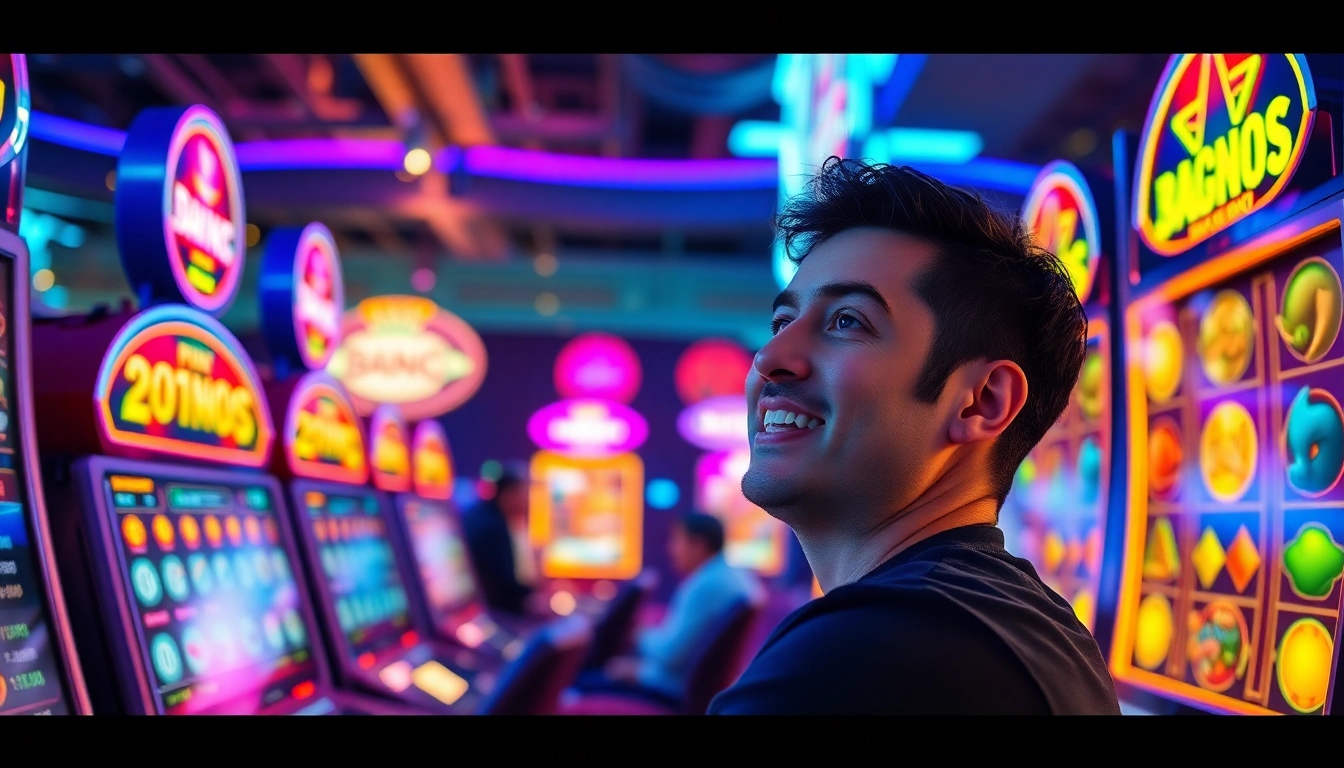 Exciting visual of hoki138 online gaming platform showcasing vibrant slot machines and engaging atmosphere.