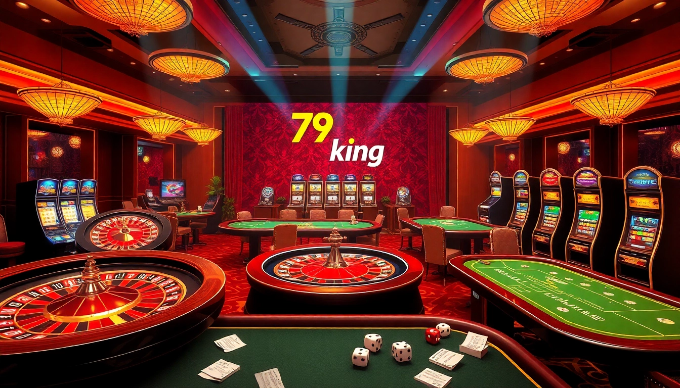 79king casino players enthusiastically betting at roulette and poker tables.